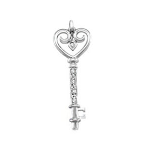 Heart Shaped Diamond Key Pendant