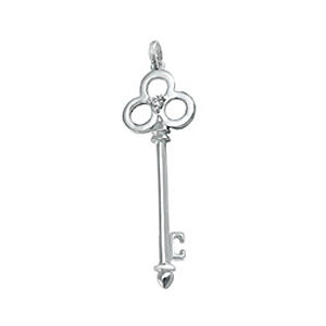 Key Pendant in 14k White Gold With Diamonds