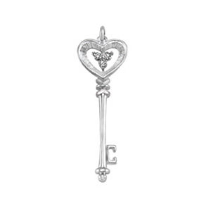 Gorgeous Diamond Key Pendant in 14k White Gold
