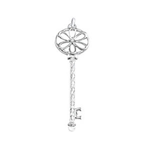 Dazzling Key Pendant in 14k White Gold