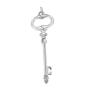 Classic 14k White Gold Diamond Key Pendant