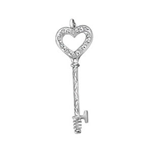 Classic Heart Key Pendant in 14k White Gold