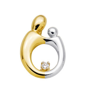Beautiful Two-tone Mother and Child(R) Diamond Pendant