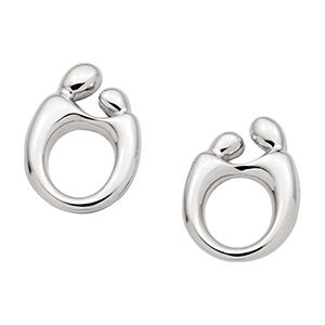 Classic Mother and Child(R) 14k White Gold Earrings