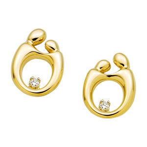 Lovely Mother and Child(R) Diamond Earrings Yellow Gold
