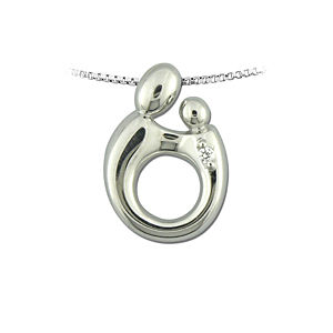 Lovely Mother and Child(R) Silver and Diamond Pendant