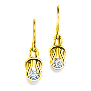Lovely Everlon Diamond Knot Earrings 10k Yellow Gold