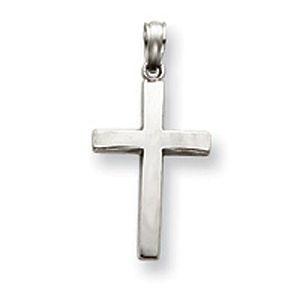 14k White Gold Beveled Cross Charm