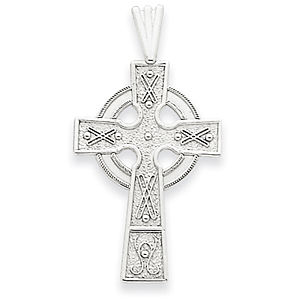 14k White Gold Celtic Cross Pendant