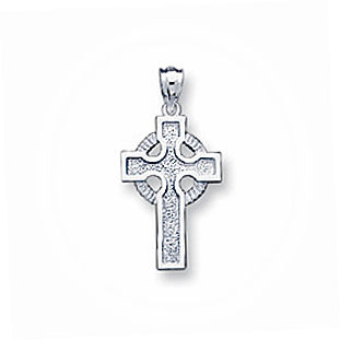 Elegant 14k White Gold Celtic Cross Pendant