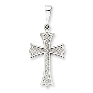 14k White Gold Budded Cross Pendant