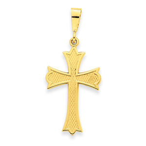 14k Yellow Gold Fleur de lis Cross Pendant