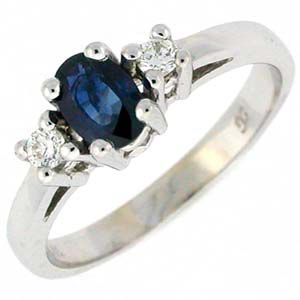 Beautiful Three Stone Oval Sapphire Ring