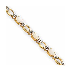 14k Yellow Gold Opal and Diamond Bracelet