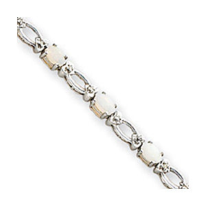 14k White Gold Opal and Diamond Bracelet