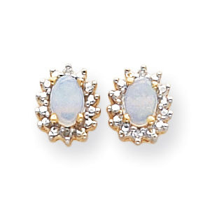Gorgeous Opal and Diamond Earrings 14k Yellow Gold