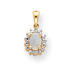 Lovely Opal and Diamond Birthstone Pendant