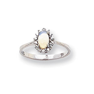 14k White Gold Opal and Diamond Ring