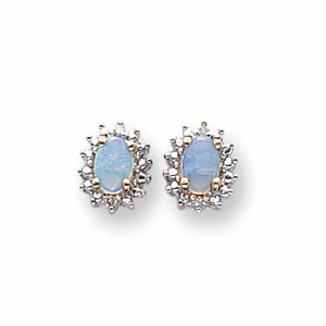 14k White Gold Diamond and Opal Earrings