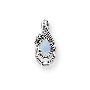Diamond and Opal Birthstone Pendant in 14k White Gold