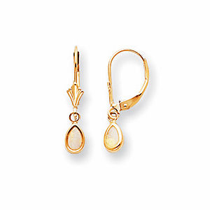 14k Yellow Gold Opal Earrings