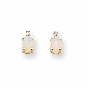 14k Yellow Gold Diamond and Opal Earrings