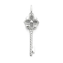 14k White Gold and Diamond Key Pendant