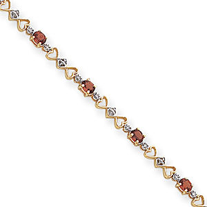 14k Fancy Heart Diamond and Garnet Bracelet