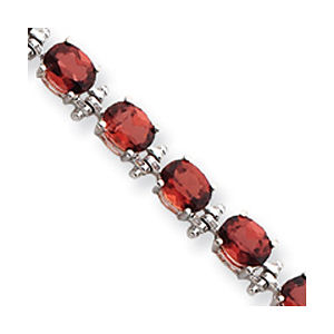 Gorgeous White Gold Garnet Birthstone Bracelet