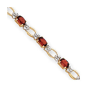Exquisite Garnet and Diamond Bracelet 14k Yellow Gold