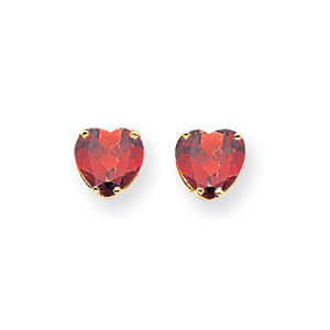 8mm Heart Shaped Garnet Earrings
