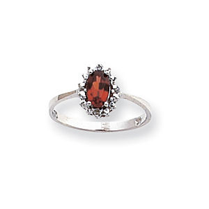 Alluring White Gold Diamond and Garnet Ring