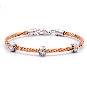 Beautiful Silver Diamond Bracelet in Rose Steel