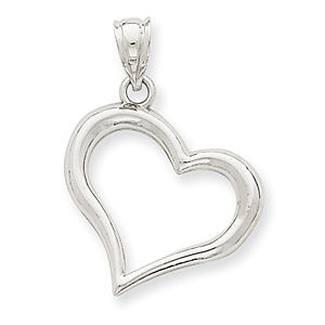 Handsome White Gold Polished Open Heart Pendant