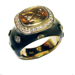 Exquisite Citrine Diamond Ring