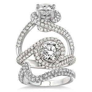 Beautiful Complete Diamond Wedding Set 14k White Gold