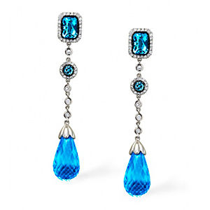 Stunning Blue Tozaz and Diamond Earrings by Zeghani