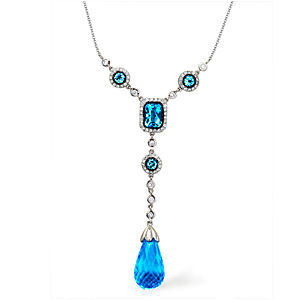 Beautiful Zeghani Blue Topaz and Diamond Necklace