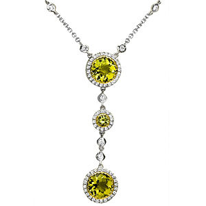 Lovely Yellow Topaz and Diamond Necklace by Zeghani