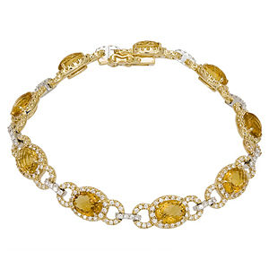 Gorgeous Two-tone Lemon Quartz and Diamond Bracelet