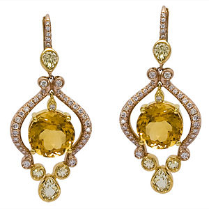 Stunning Zeghani Two-tone Citrine Earrings