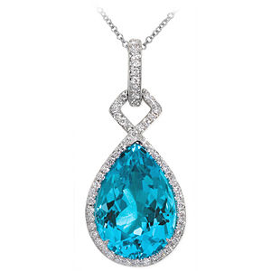 Elegant Zeghani Blue Topaz and Diamond Pendant