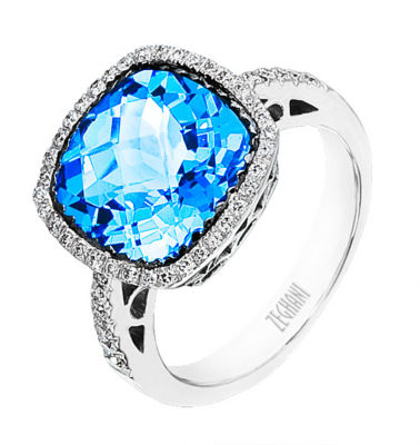 Alluring Zeghani Gemstone Ring in 14k White Gold