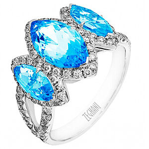 Zeghani 3 Stone Aquamarine Ring