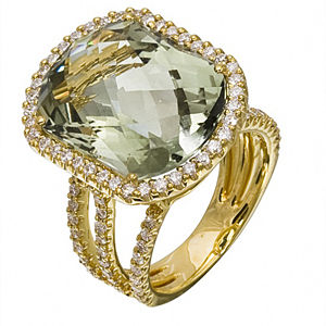 Dazzling Zeghani Green Amethyst and Diamond Ring