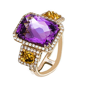Breathtaking Zeghani Amethyst and Citrine Ring