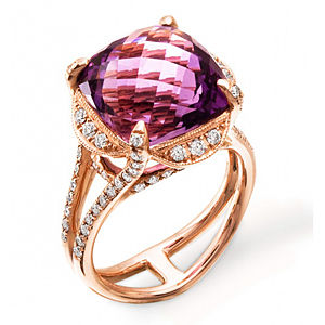 Dazzling Zeghani Amethyst and Diamond Ring