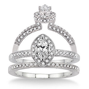Exquisite 5/8 Carat Marquise Diamond Bridal Set