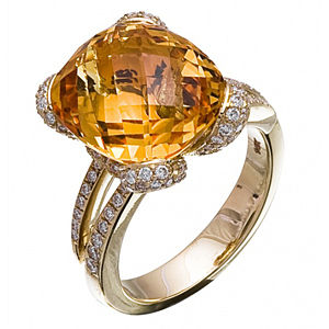 Elegant Zeghani Citrine and Diamond Ring