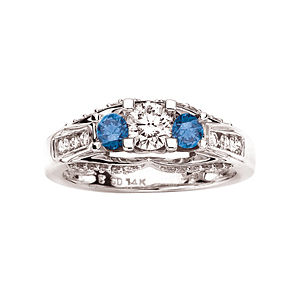 Blue and White Diamond Ring